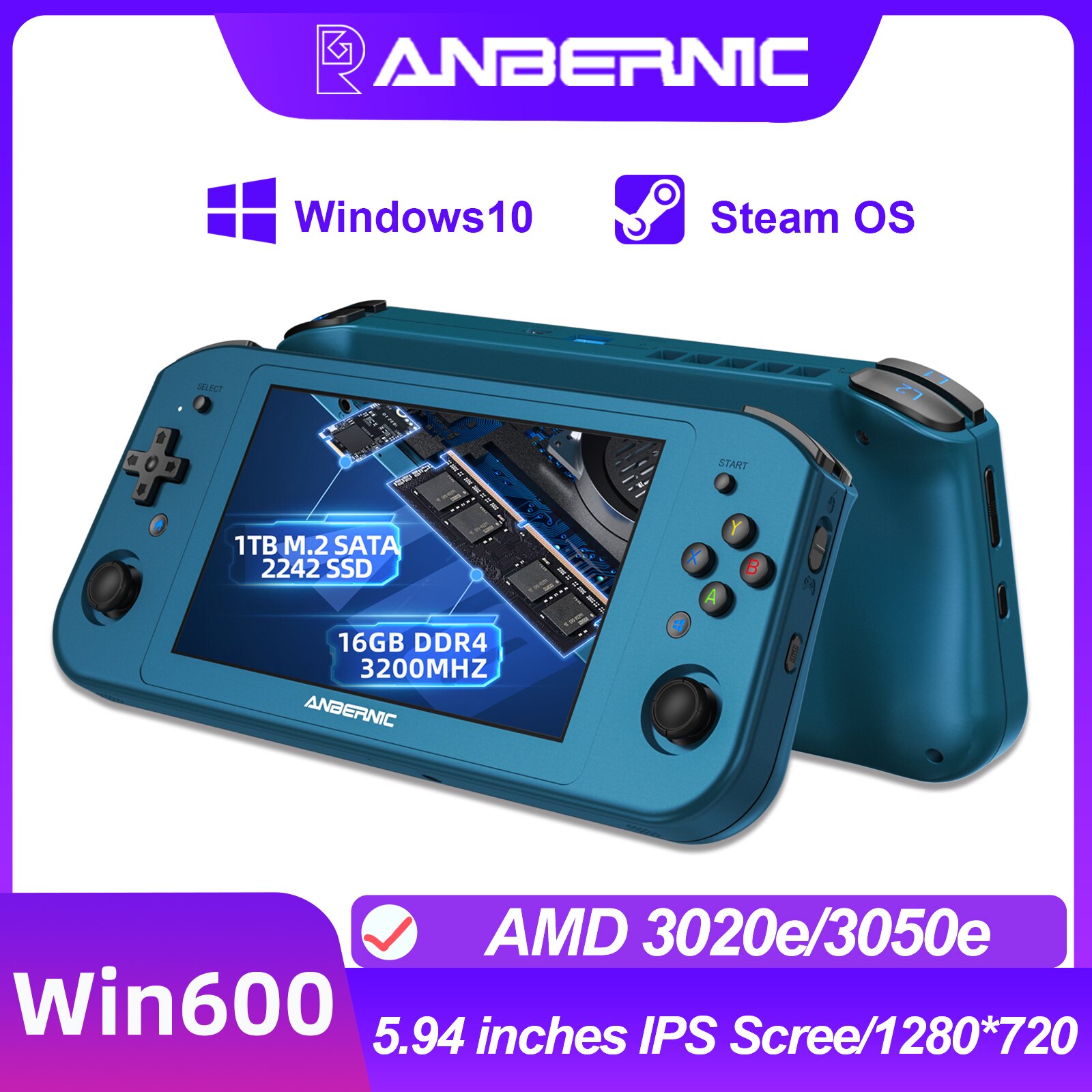 ANBERNIC-Win600 PC  ޴ AMD 3020e/3050e 5.94 ..